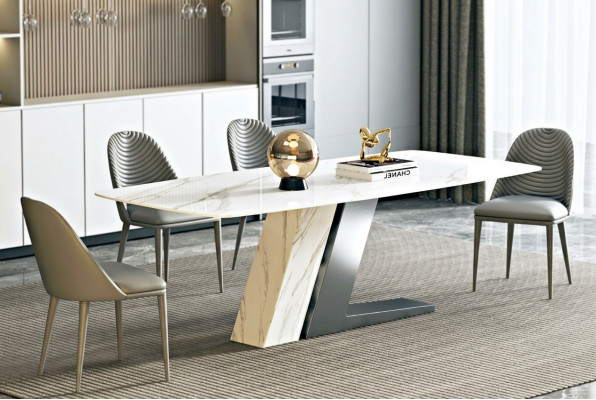 Eettafel van marmer klopt tafels woonkamer Italië luxe design roestvrij staal nieuw