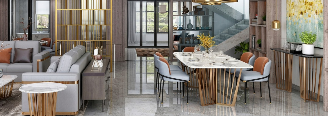 Eetkamer Woonkamer Roestvrijstalen ontwerp tafels 180x90cm Luxe meubels Eettafel Tafel