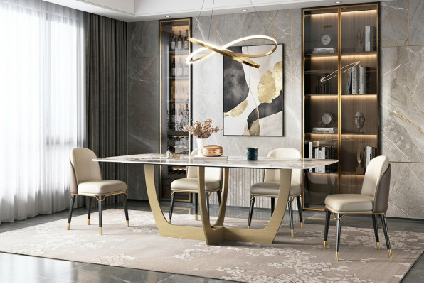 Luxe meubels Metalen tafels 180x90cm Woonkamer Hotel Eetkamer Tafel Ontwerper Nieuw
