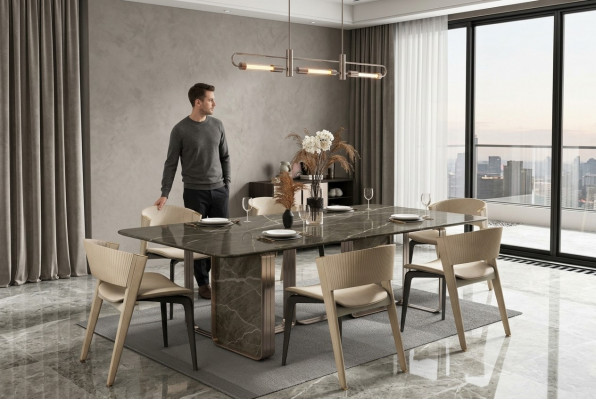 Luxe eettafel tafel Metaal Tafels Hoogglans Eetkamer Ontwerp Modern Eettafels