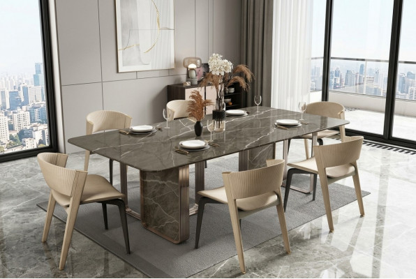 Luxe eettafel tafel Metaal Tafels Hoogglans Eetkamer Ontwerp Modern Eettafels