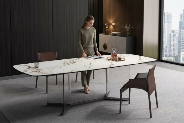 Ontwerp marmeren tafel, woonkamertafels eetkamer roestvrijstalen tafel, moderne eettafel