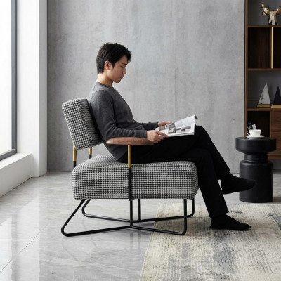 Luxe Relaxfauteuil Ontwerpbank Bank Zits Stof Lounge Club