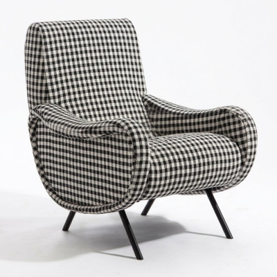 Ontwerper Leenstoel Gestoffeerde bank 1-zits roestvrij staal met textiel fauteuil