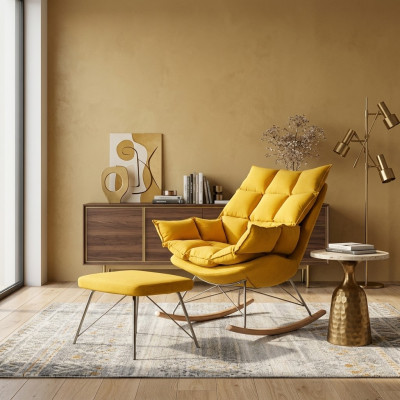 Stoel Metaal Ontwerp Bekleding Lounge Schommelstoel Zitkamer Schommel