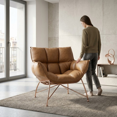Opulent luxe zit relaxfauteuil ontwerp bank bank zits lederen lounge