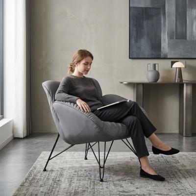 Fauteuil Zacht Woonkamer Tv Bank Bank Fauteuil Stoel Fluweel Grijs