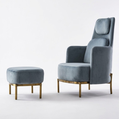 Fauteuil Stoel Bekleding TV Leder Textiel Stof Grijs Design Lounge