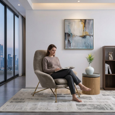 Woonkamer Lounge Club Relax Bank Beige Design Meubels Eetkamer Stoel