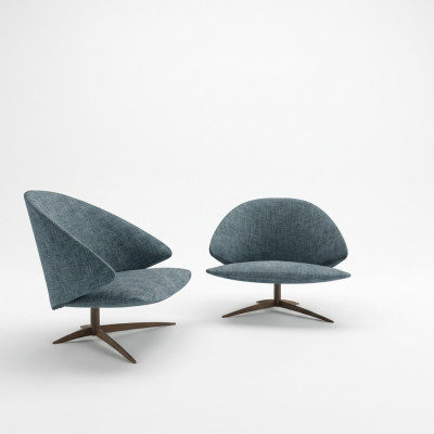 Moderne bank met 1 zitplaats, gestoffeerde zitting van textiel en leer, banken, bankstellen, sofa.
