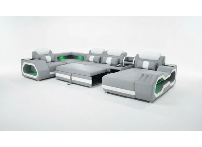 Grijs Nieuw Bank U-vormige Stoffen Bankstel Woonlandschap Ontwerp Modern Leren Bankstellen