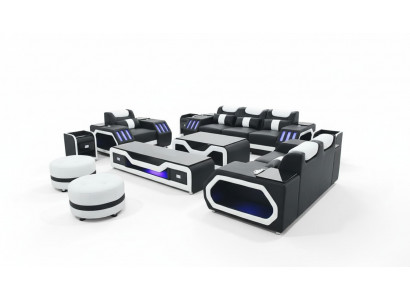 Sofaset 3+2+1-zits bankstel met bijzettafelset, modern design 4-delige moderne.