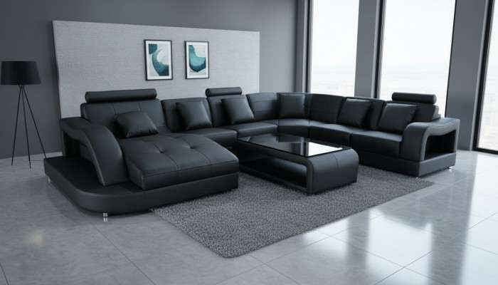 Bank Bank Bekleding Nieuwe Woonlandschap Ontwerp Hoekbank Lederen Bankstellen Sofa's U Vorm