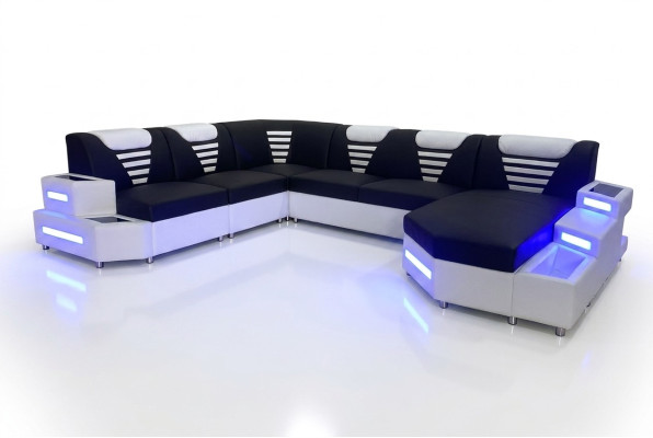 Ontwerp Moderne Bank Bank Hoekbank U-vorm leren bank Woonlandschap Hoekbank