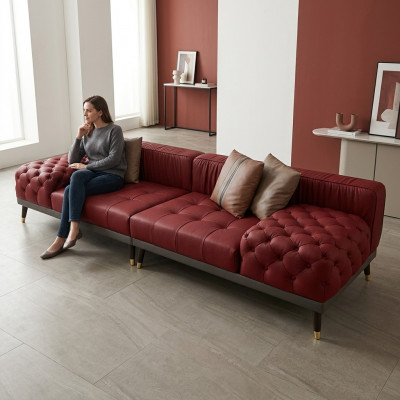 Chesterfield Grote Bank Luxe Meubels Bank Beklede Banken Bank 4-Zits
