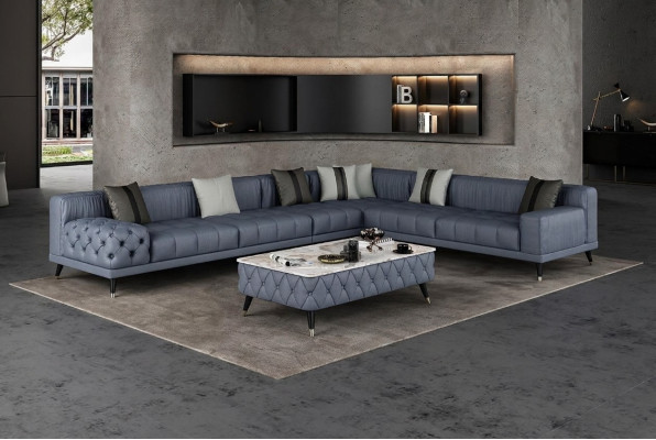 Hoekbank Sofa L-Vorm Woonkamer Bank Bekleding Sofa's Nieuw Design Leer