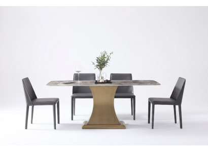 Luxe eettafel roestvrijstalen tafels meubelszuil tafel marmeren stijl eettafels metaal