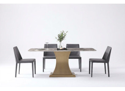 Luxe eettafel roestvrijstalen tafels meubelszuil tafel marmeren stijl eettafels metaal