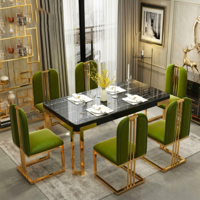 Luxe tafels Eettafel Moderne metalen eettafel Meubels Goud Roestvrij staal