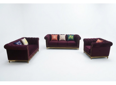 Zithoek 3+2+1 zits meubels gestoffeerd textiel-leder modern Chesterfield ontwerp.