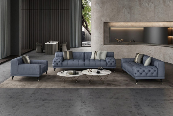 Luxe moderne bankstellen zithoek 3-zits banken gestoffeerde Chesterfield leder nieuw