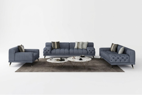 Luxe moderne bankstellen zithoek 3-zits banken gestoffeerde Chesterfield leder nieuw