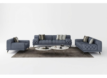Luxe moderne bankstellen zithoek 3-zits banken gestoffeerde Chesterfield leder nieuw