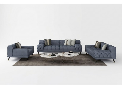 Luxe moderne bankstellen zithoek 3-zits banken gestoffeerde Chesterfield leder nieuw