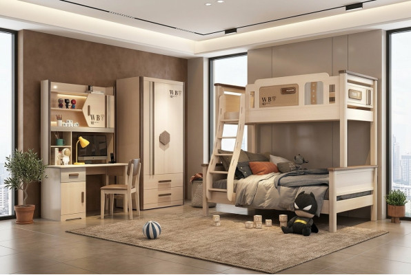 Slaapkamer jeugd kinderkamer set Modern kast ladekast tafel Nieuw 2-delig.