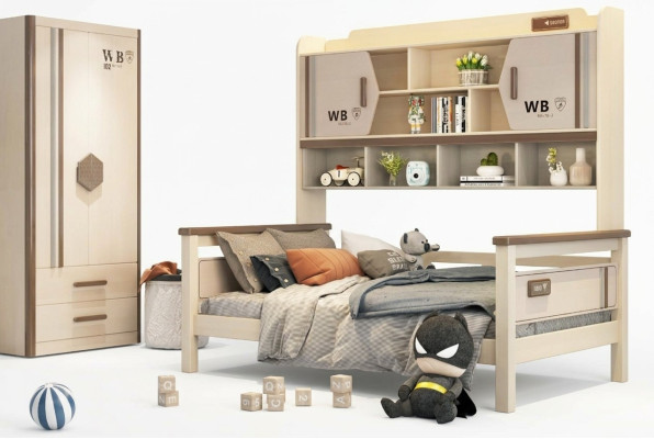 Kinderkamer 2-delige set hoogslaper kledingkast hoogglans tienerkamer meubels nieuw