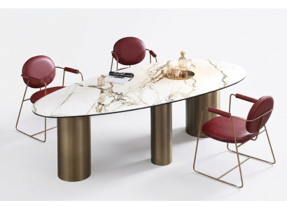 Eetkamer meubelen Roestvrij staal Ovaal Eettafel Tafel Ontwerp Tafels Luxe meubelen Rond Nieuw