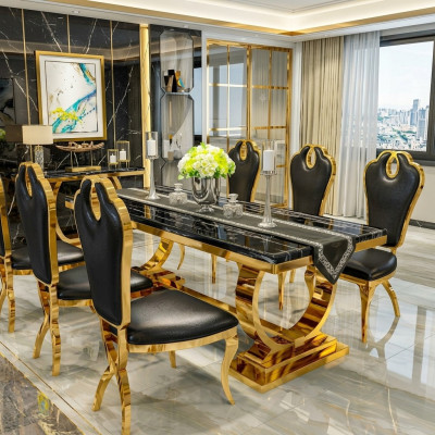 Roestvrijstalen eettafel Eetkamer Moderne keuken Ontwerp Tafel Metaal