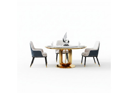Luxe ronde tafel, ronde ontwerptafels, roestvrijstalen meubels, eettafel, eettafels nieuw