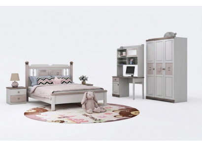 Compleet jeugdkamer kinderkamerset bed kledingkast ladekast wit 5-delig nieuw