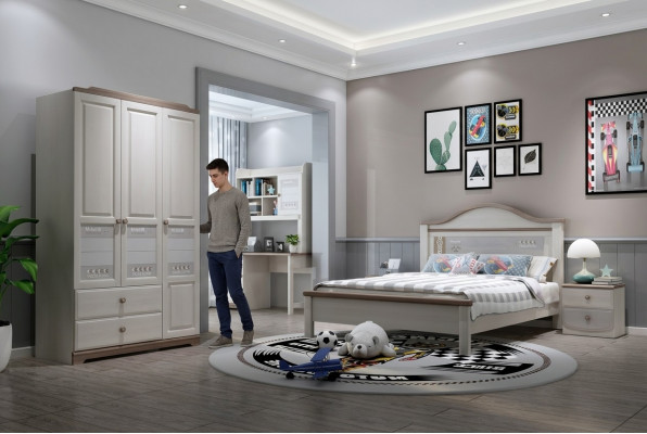 Slaapkamer Jeugd Kinderkamer Set Modern Kast Nachtkastje Tafel Nieuw 5-delig.