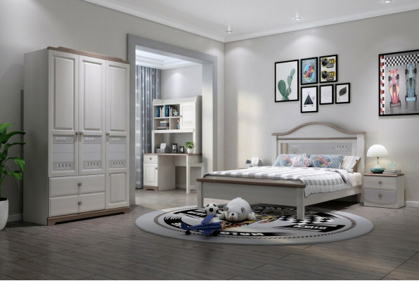 Slaapkamer Jeugd Kinderkamer Set Modern Kast Nachtkastje Tafel Nieuw 5-delig.