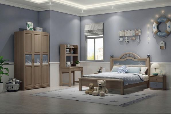 Jeugd kinderkamer set slaapkamer modern kast bed nachtkastje tafel 5-delig.
