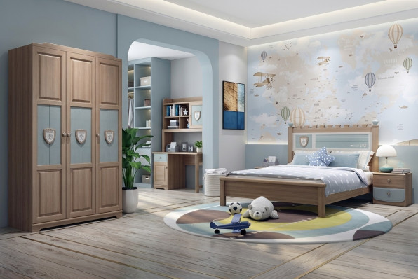 Jongenskamer kinderkamerset bed commode kledingkast 5-delig slaapkamer nieuw