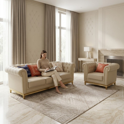 Klassieke luxe Chesterfield 3+2+1 zits bankstel set gestoffeerd meubilair bankstellen bankstellen Nieuw