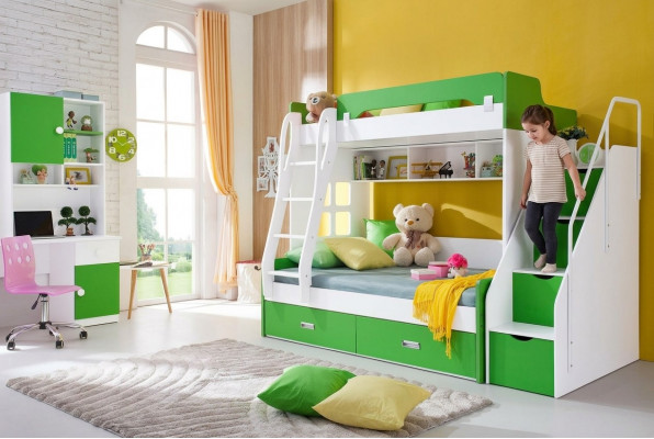 Jongerenbed bureau kast Groen NIEUW Jeugdkamer kinderkamer compleet set