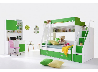 Jongerenbed bureau kast Groen NIEUW Jeugdkamer kinderkamer compleet set