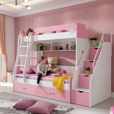 Jongerenbed Bedden Roze kinderbed stapelbed stapelbed houten meubelen hout Nieuw