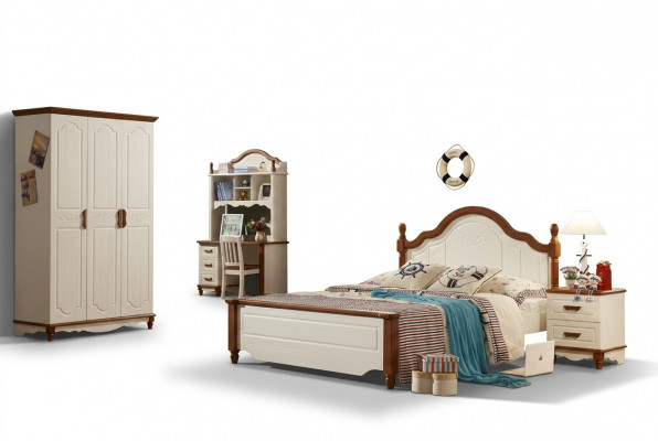Compleet set bed nachtkastje kledingkast designer slaapkamer meubels Nieuw 5-delig