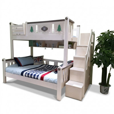 Moderne stapelbedden kinderen jongens meisjes ladder kledingkast hoog houten bed