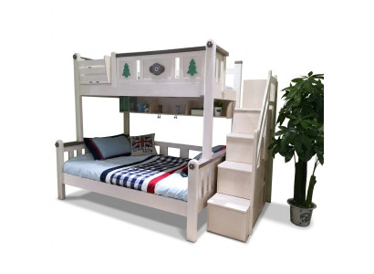 Moderne stapelbedden kinderen jongens meisjes ladder kledingkast hoog houten bed