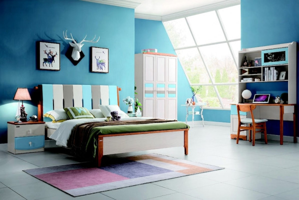 Echt houten bed bureau kast Nieuwe 5-delige complete set houten slaapkamer