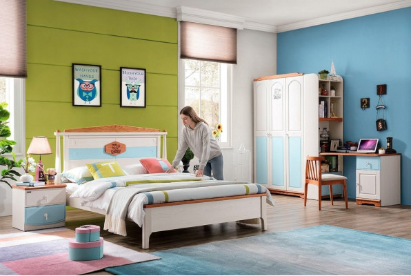 Compleet jeugdkamer kinderkamerset bed kledingkast ladekast 5-delig massief hout