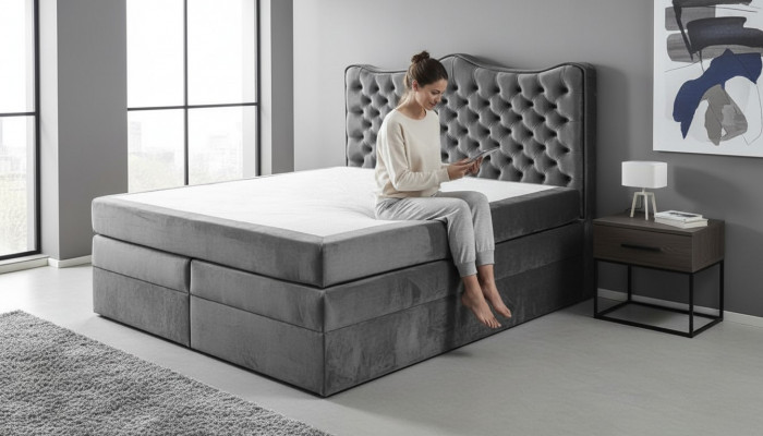 Boxspringbed Bedden Bekleding Bed Hotel Leder Textiel Stof 180x200cm Fluweel Meubels