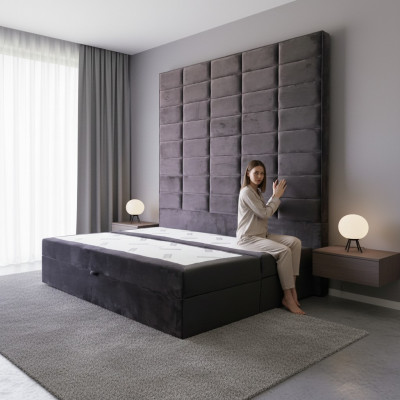 Tweepersoons gestoffeerd bed bruin 180x200 bedden luxe design meubels wandpaneel nieuw.