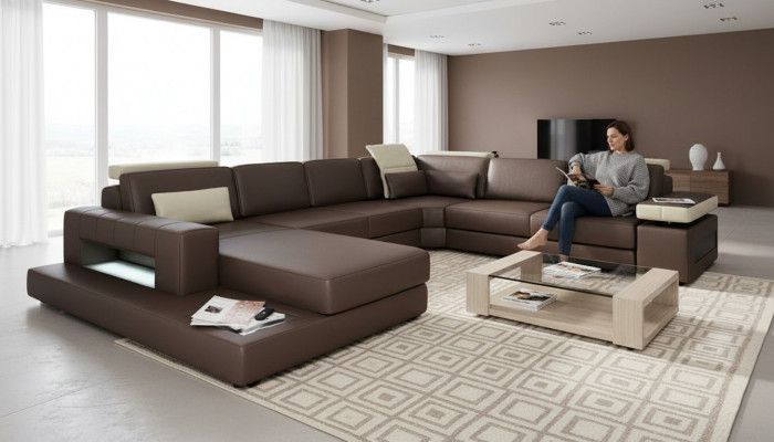 Woonlandschap Nieuw Gestoffeerde Bank Woonlandschap Ontwerp Moderne Hoekbank U-vorm Bank